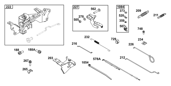 Controls Group Diagram and Parts List for 305772-0154-G1 200000 - 399999 Briggs and Stratton Engine